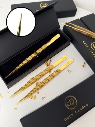ELENA 24K GOLD - egyenes izoláló szempillacsipesz