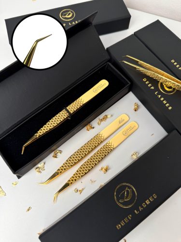 MILA 24K GOLD - hajlított izoláló szempillacsipesz