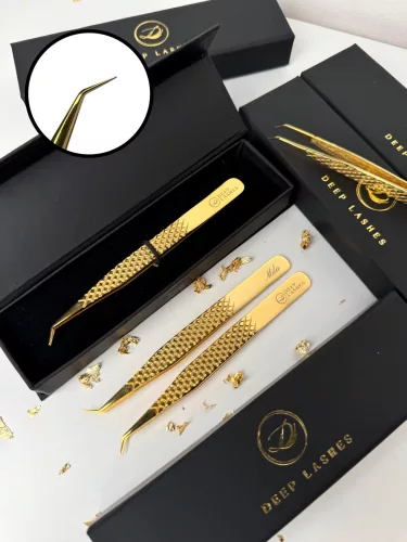 MILA 24K GOLD - hajlított izoláló szempillacsipesz