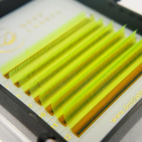 7 soros – MIX • Neonsárga • CC ív • 0.07 (6-12 mm) – Színes Műszempilla