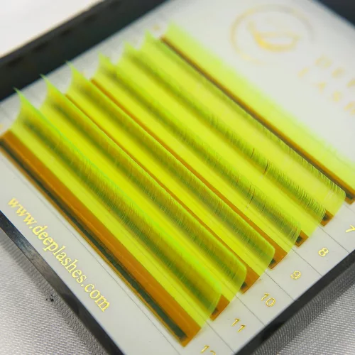 7 soros – MIX • Neonsárga • CC ív • 0.07 (6-12 mm) – Színes Műszempilla