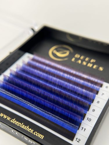 Deep Lashes 7 soros – MIX • Kék / Rózsaszín Ombre • 0.07 (6-12 mm) – Színes Műszempilla