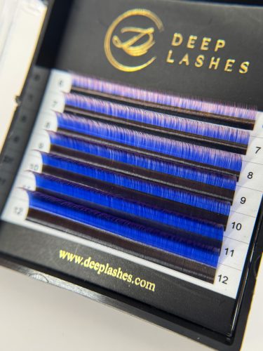 Deep Lashes 7 soros – MIX • Kék / Rózsaszín Ombre • 0.07 (6-12 mm) – Színes Műszempilla