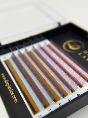 Deep Lashes 7 soros – MIX • Óceánkék / Rózsaszín Ombre • CC ív • 0.07 (6-12 mm) – Színes Műszempilla