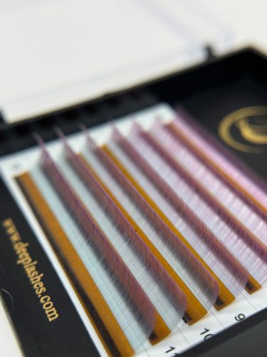 Deep Lashes 7 soros – MIX • Óceánkék / Rózsaszín Ombre • CC ív • 0.07 (6-12 mm) – Színes Műszempilla