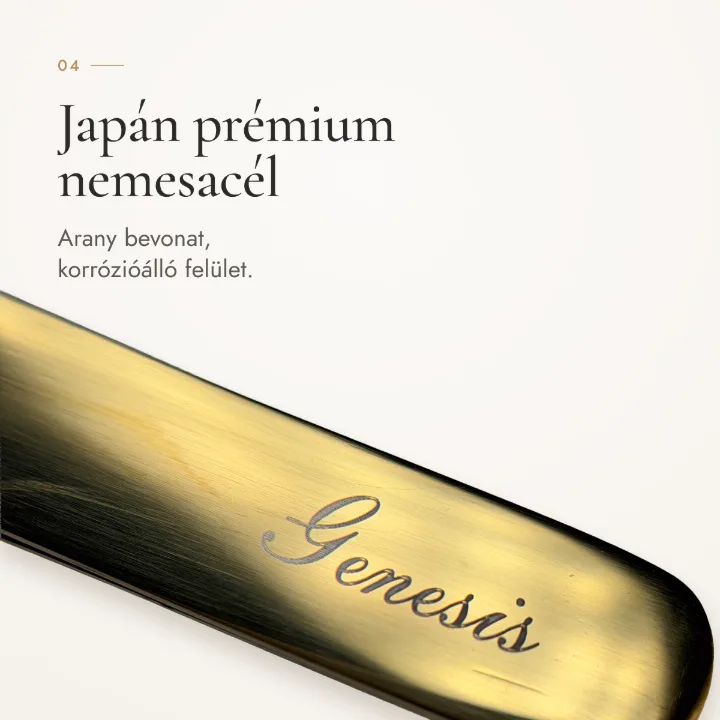 Japán prémium nemesacél – arany bevonat, korrózióálló felület